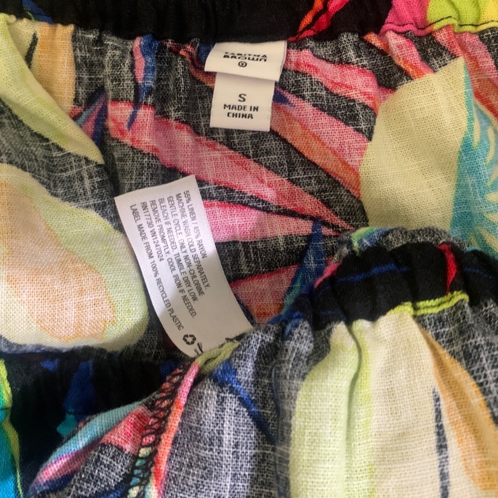 Tabitha Brown  S Off-Shoulder Peplum  Black Lemony 3/4 Sleeve, Linen Blend - Picture 6 of 7